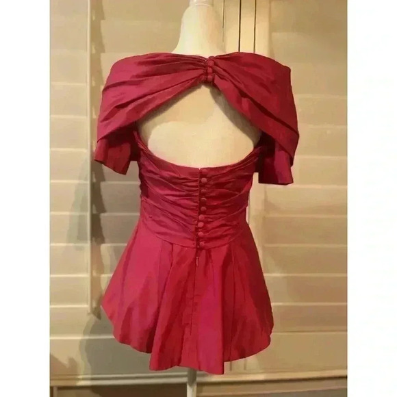 VTG Watters & Watters Blouse Top XS 2 Off Shoulder 90s 80s Peplum Corset Formal - Picture 8 of 9